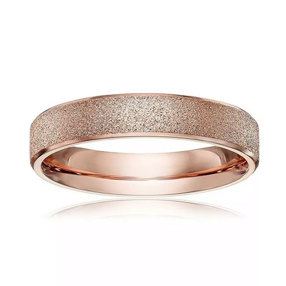 Frosted Stainless Steel Rose Gold Ring - Picture 2 of 6